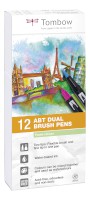 ABT Dual Brush Pen mit Fein-und Pinselspitze, Wasserbasis, Pastellfarben 12St