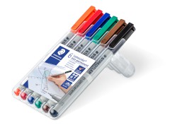 Feinschreiber Universalstift Lumocolor non-permanent, STAEDTLER Box 6 Farben