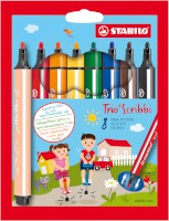 Dreikant-Fasermaler STABILO® Trio® Scribbi, Etui mit 8 Stiften