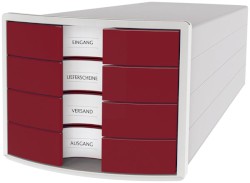 Schubladenbox Impuls lichtgrau/rot; 280 x 235 x 367; Ausführung: geschlossen;
