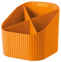 Schreibtischköcher X-LOOP, trendiges Design, mit 4 Fächern, orange
