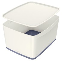 Aufbewahrungsbox MyBox, Groß, A4, mit Deckel, ABS, weiß/grau