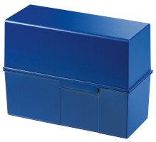Karteibox DIN A5 quer, für 450 Karten mit Stahlscharnier, blau