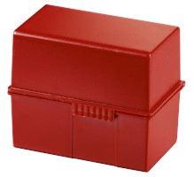 Karteibox DIN A6 quer, für 400 Karten mit Stahlscharnier, rot