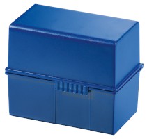 Karteibox DIN A6 quer, für 400 Karten mit Stahlscharnier, blau