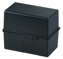 Karteibox DIN A7 quer, für 300 Karten mit Stahlscharnier, schwarz