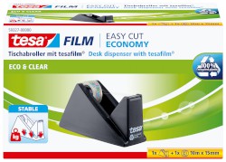 tesafilm Tischabroller Sparpack ecoLogo® schwarz, für Rollengröße: 19 mm x 33 m, inkl. 1 Rolle tesafilm®: Eco & Clear 10 m x 15 mm