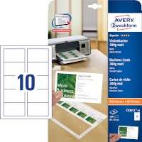 Visitenkarte mit glatten Kanten weiß, matt, 200 g/qm, je Blatt: 10 Karten