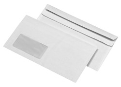 Briefumschlag Kompakt, 229x125mm,weiß, selbstklebend, mit Fenster, 75 gr/m²