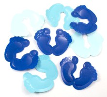 Konfetti XL aus Kunststoff "Babyfüße" blau
