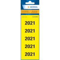 Jahreszahlen 2021 für Ordner, 60 x 26 mm, gelb, permanent haftend