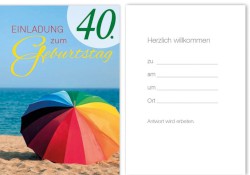 Karte 5er Einladung 40er Geburtstag Schirm