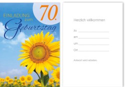 Karte 5er Einladung 70er Geburtstag Sonnenblume
