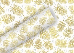 Geschenkpapier-Rolle Weihnachtszweige weiß-gold