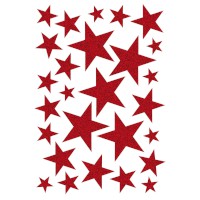 Sticker Weihnachten MAGIC "Sterne" glitter-rot