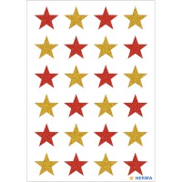 Sticker Weihnachten MAGIC "Sterne" gold, rot, beglimmert